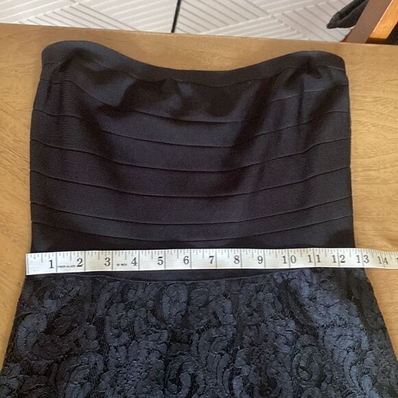 BEBE Witchy Goth Strapless Bandage Lace Maxi Dress Size Small - Picture 8 of 10